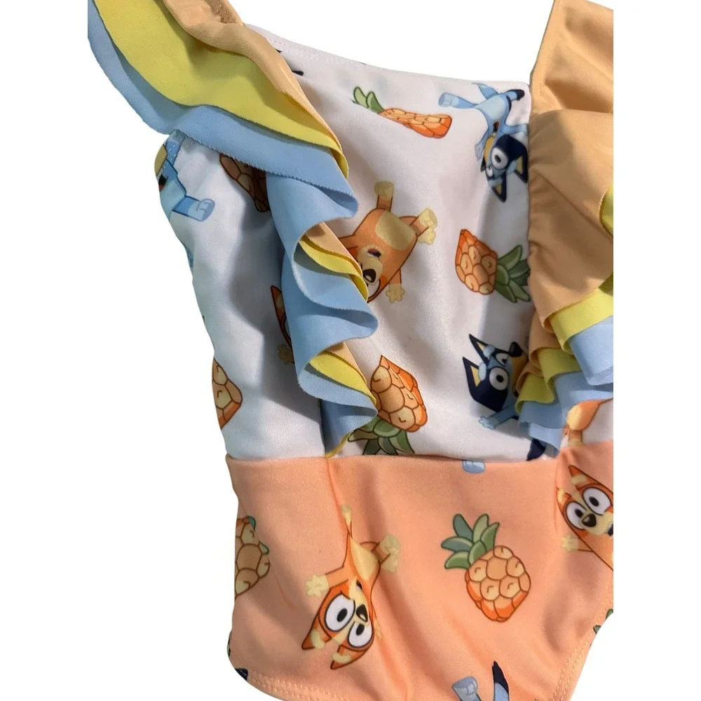 Bluey Swimsuit Girls‎ One Piece Ruffle Pineapple Cartoon Character Bathing Suit
